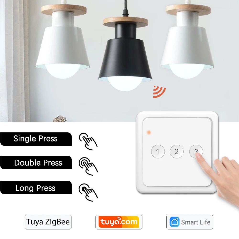QCSMART Tuya Smart Life ZigBee 3,0 pulsador portátil inalámbrico 1,2,3 Gang UE EE. UU. Control remoto interruptor de escena automatización DIY - imagen 3