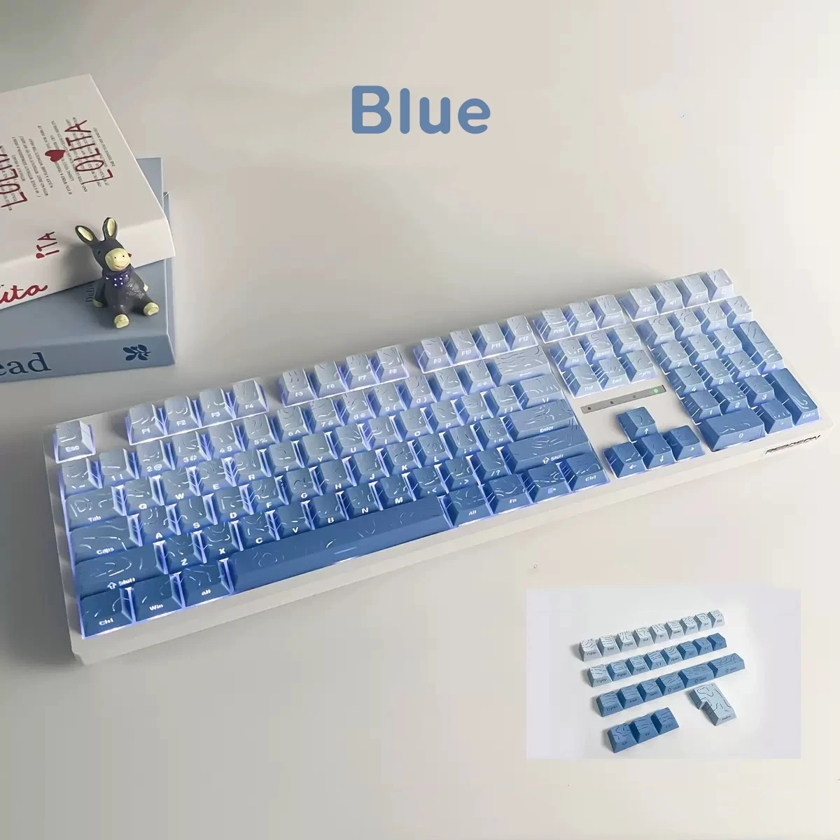 Teclas topográficas con brillo degradado, teclas de doble disparo PBT con estampado lateral, teclas Cherry 130 para interruptores MX, teclados para juegos - imagen 5