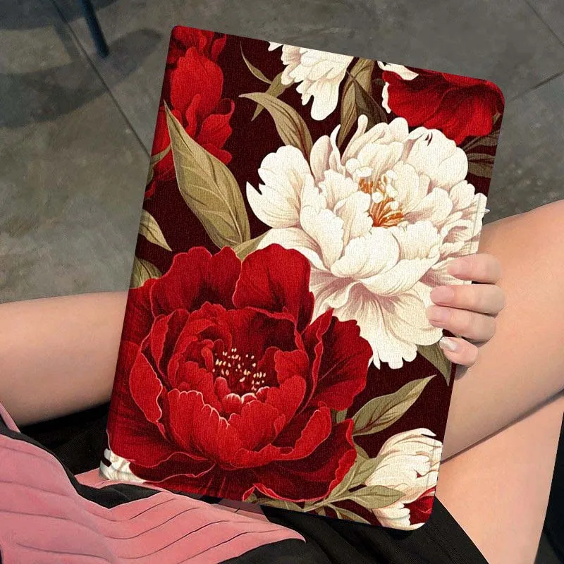 Arte flor peonía rosa Retro para Samsung Galaxy Tab S7 S8 S9 S10 11 12,4 13,1 FE Plus Lite pulgadas funda para tableta - imagen 4