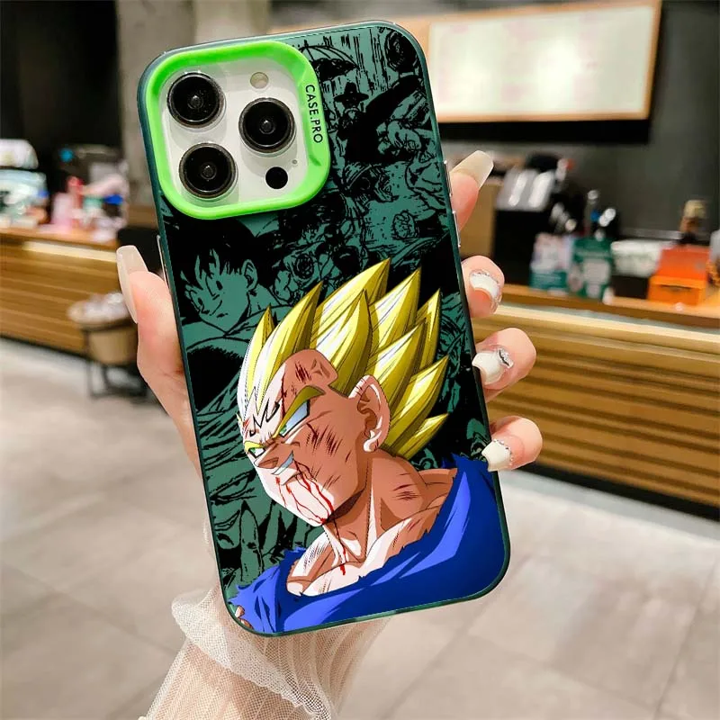 D-Dragon Balls Art popular para Apple iPhone 16 15 14 13 12 11 XS X Pro Max Plus funda plateada colorida para teléfono - imagen 5