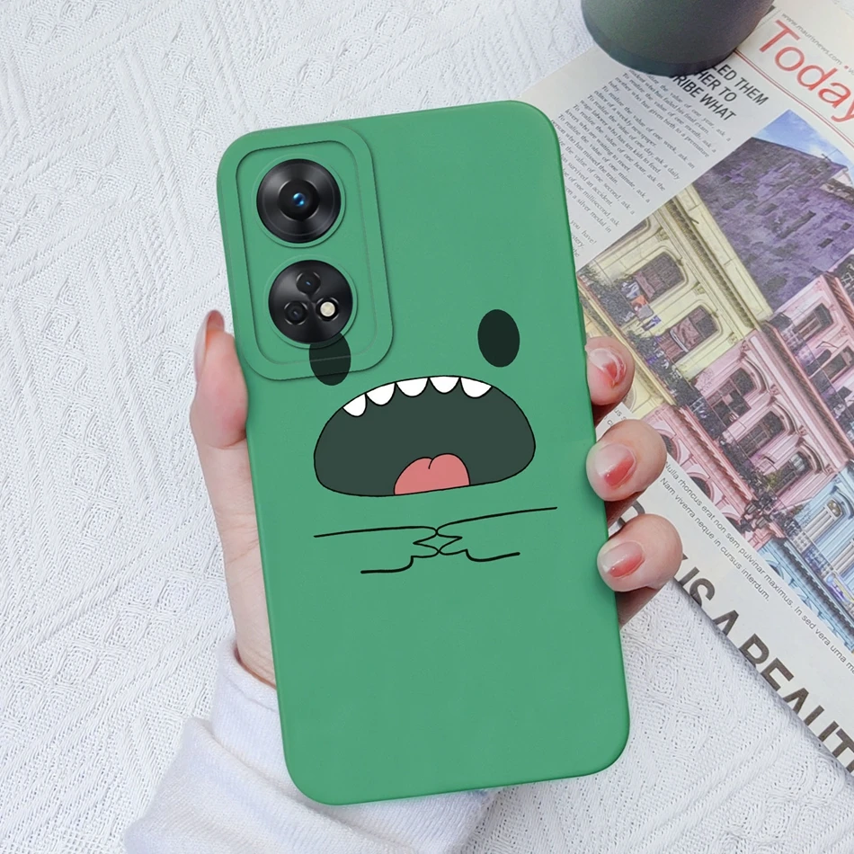 Funda de teléfono para OPPO Reno 8T 4G 5G 8Z 8Lite, protección de cámara de dibujos animados, parachoques de silicona líquida para OPPO Reno8 T, Fundas de regalo - imagen 5