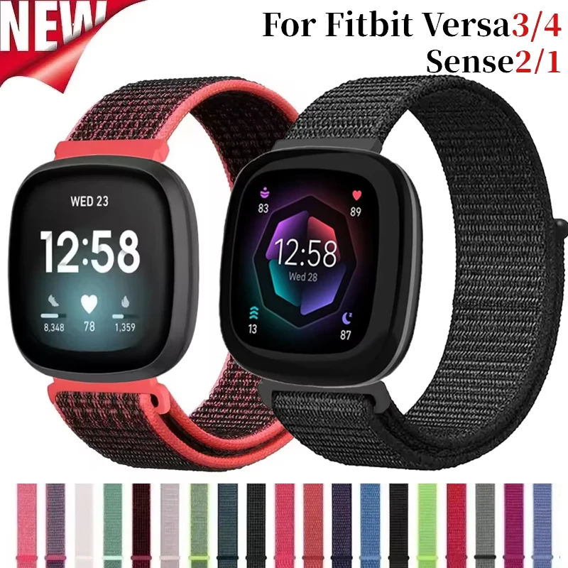 Correa para Fitbit Versa 3 4, accesorios de banda, reemplazo de bucle de nailon, pulsera deportiva transpirable, Correa para Fitbit Sense/Sense 2