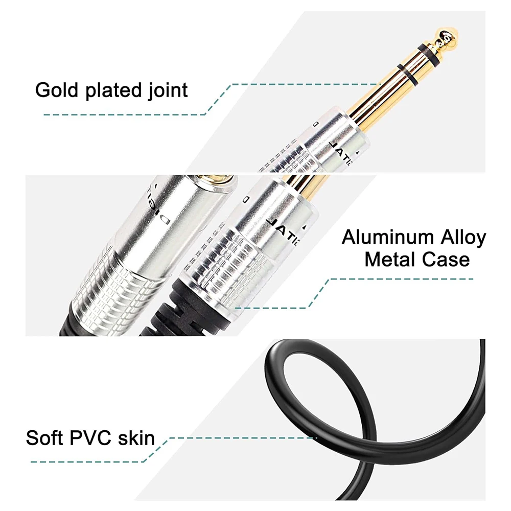 Nku-Cable de Audio auxiliar de 3,5mm a 6,35mm, adaptador estéreo de 1/8 ", TRS macho a Jack macho de 1/4", 6,5 a 3,5, para amplificador de PC y guitarra - imagen 2