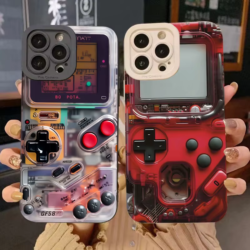Funda de teléfono con consola de juegos tecnológica para iPhone 11 12 13 14 15 16 Pro Max 7 8 Plus XR X XS 16E SE, funda suave de silicona a prueba de golpes