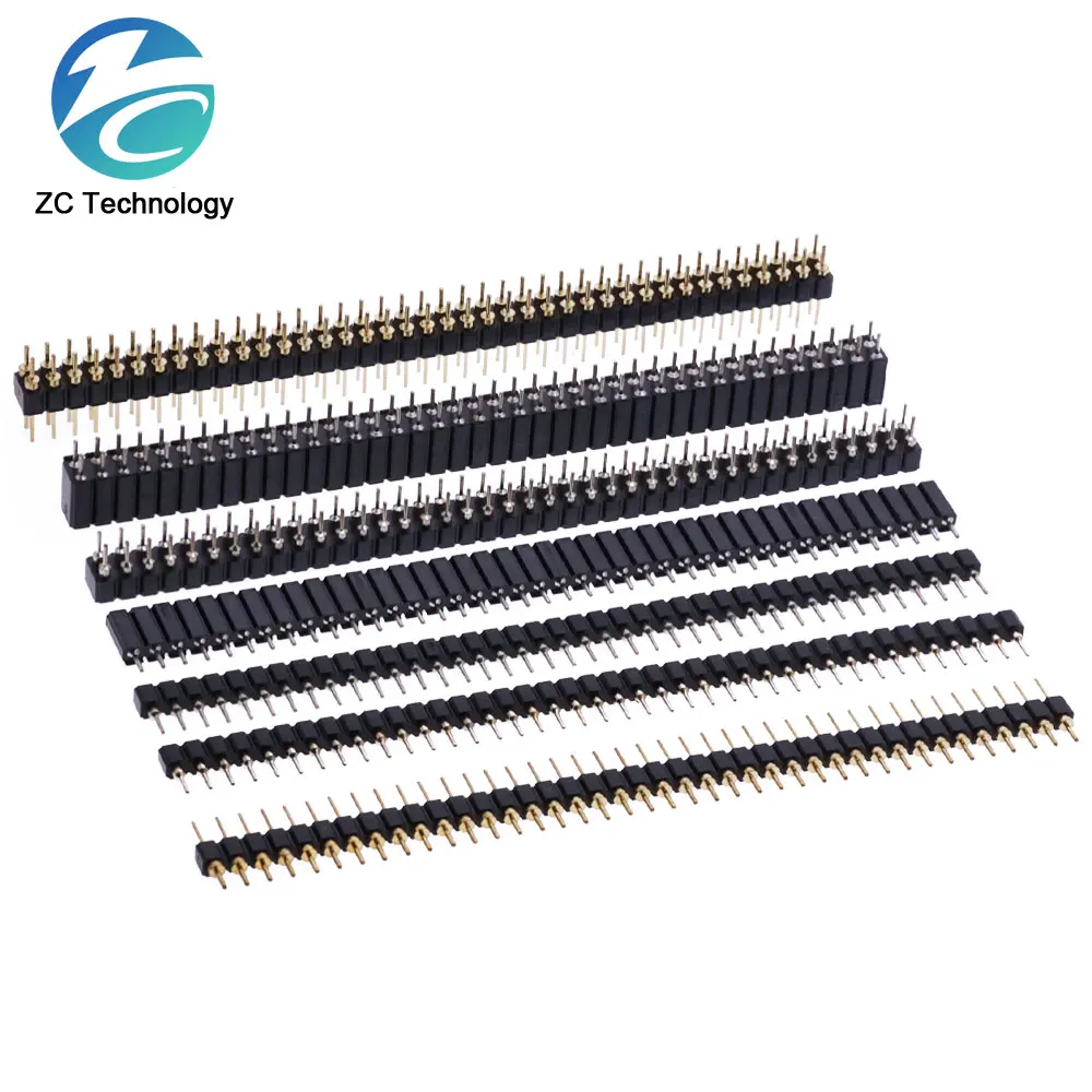 Cabezal de Pin de Agujero Redondo, Fila de Paso, Macho, Hembra 2.0 mm, 2.54 mm, Línea Única de 1x40 P, 2x40 P, Doble Fila de Pines, Chapados en Oro, 5 Unidades
