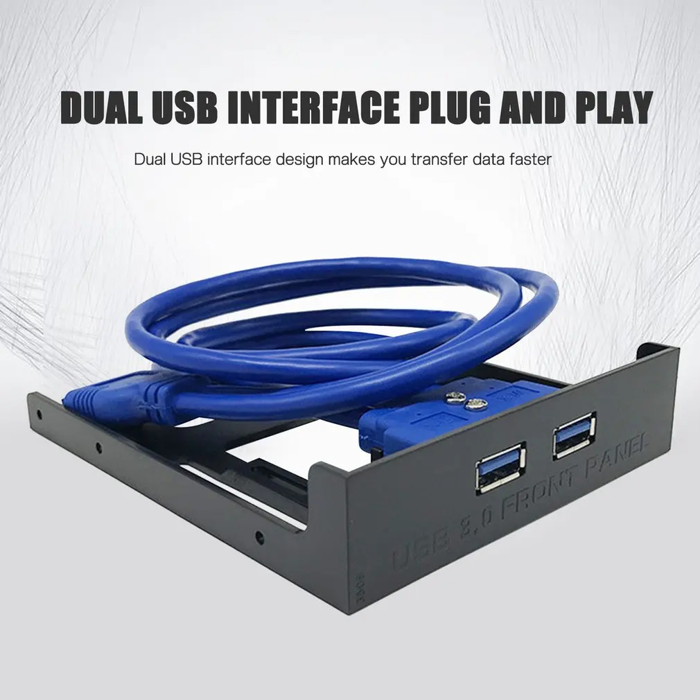 Panel frontal USB3.0 de 20 pines, adaptador de bahía de expansión de concentrador USB 3,0 de 2 puertos, soporte de plástico para PC, ordenador de escritorio, bahía de disquete de 3,5 pulgadas - imagen 2