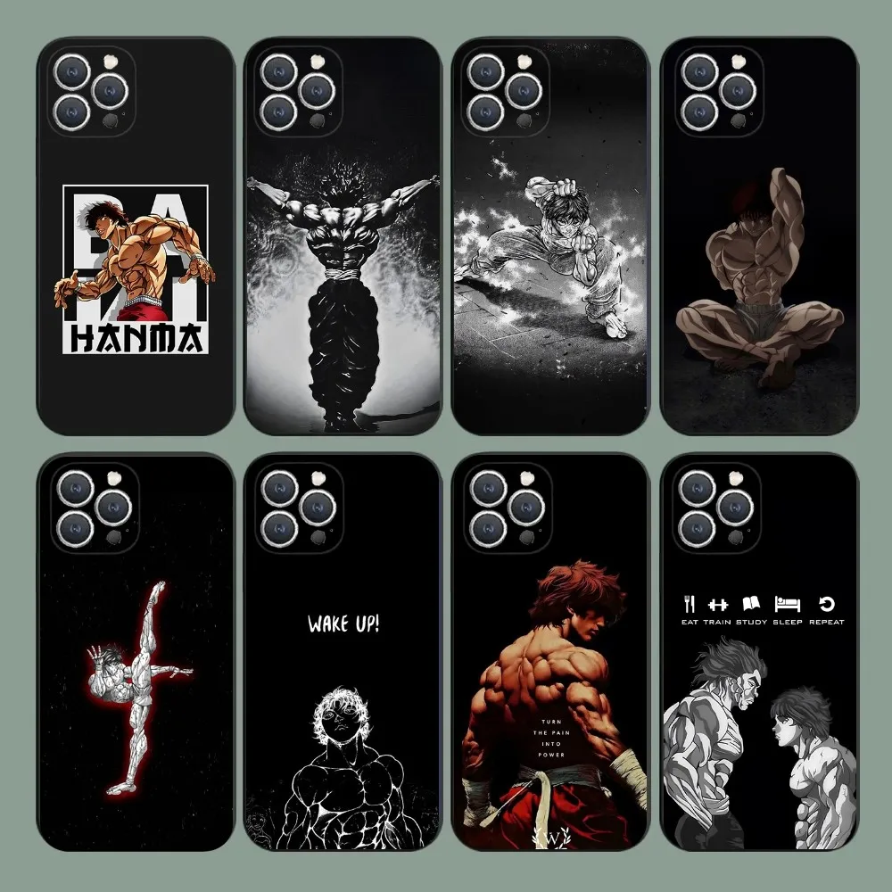 Funda de teléfono Anime Baki H-Hanma para iPhone 15,14,13,12,11,Plus,Pro Max,XS,X,XR,SE,Mini,8,7 funda negra de silicona suave