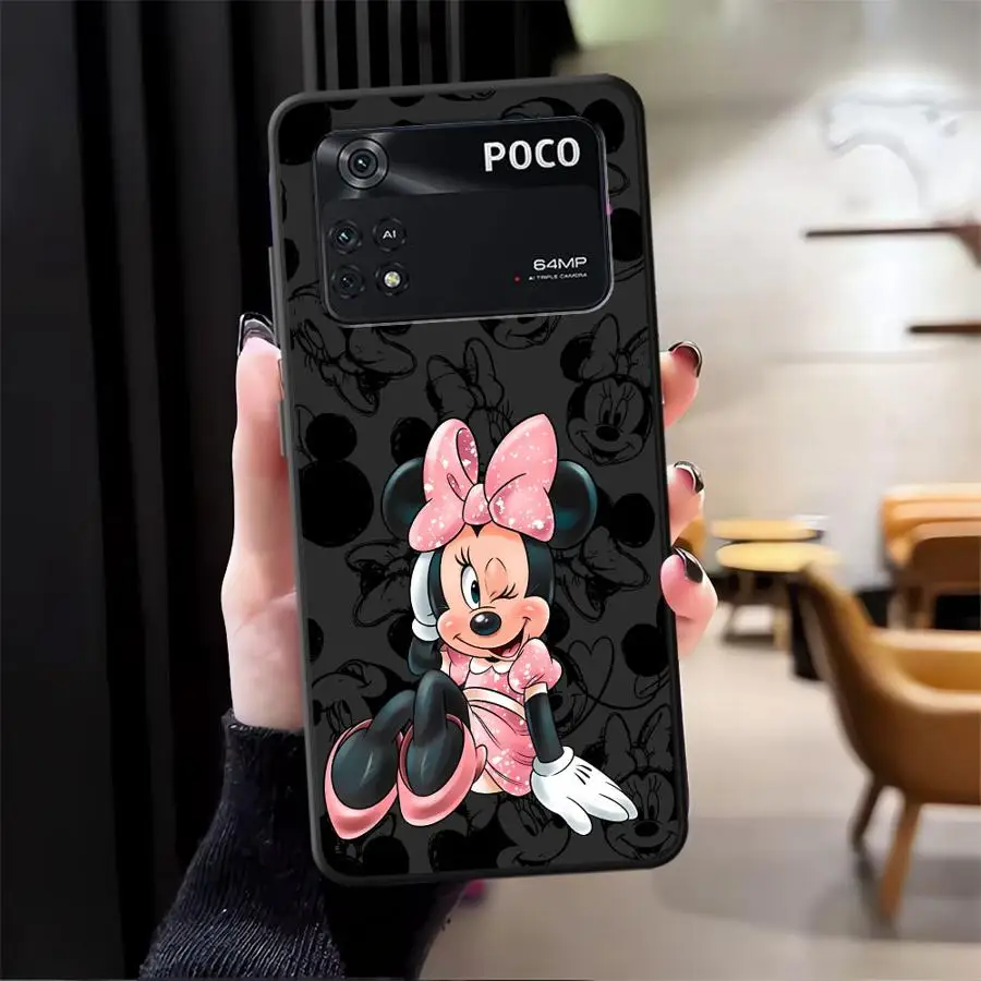 Funda de teléfono suave negra para Xiaomi Poco C75 C71 C50 F3 F1 C61 M3 M4 M7 Pro M5 C40 X3 X4 X5 X7 Pro Disney moda Minnie - imagen 2