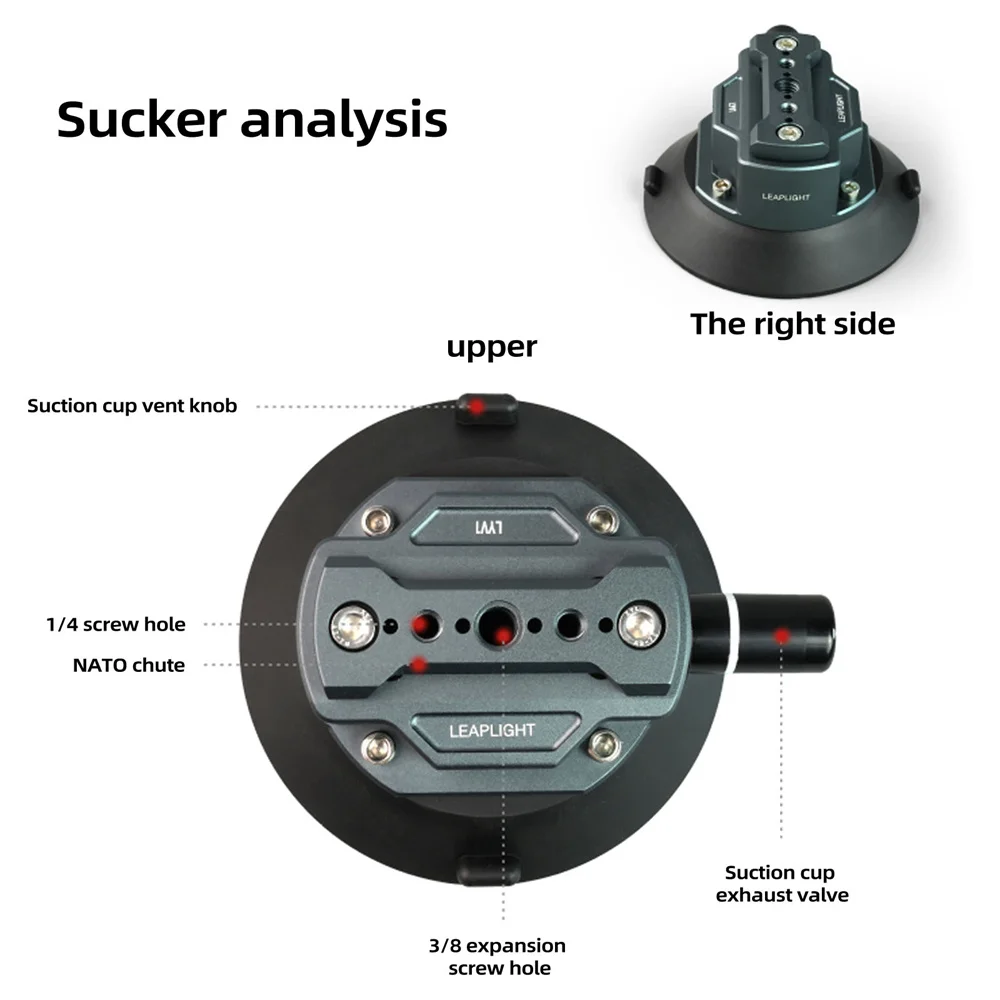 New Hand Pump Car Suction Cup Phone Action Camera Holder W NATO 360 Adjustable 1/4" 3/8"  for Gopro Insta360 DSLR Action Camera - imagen 2