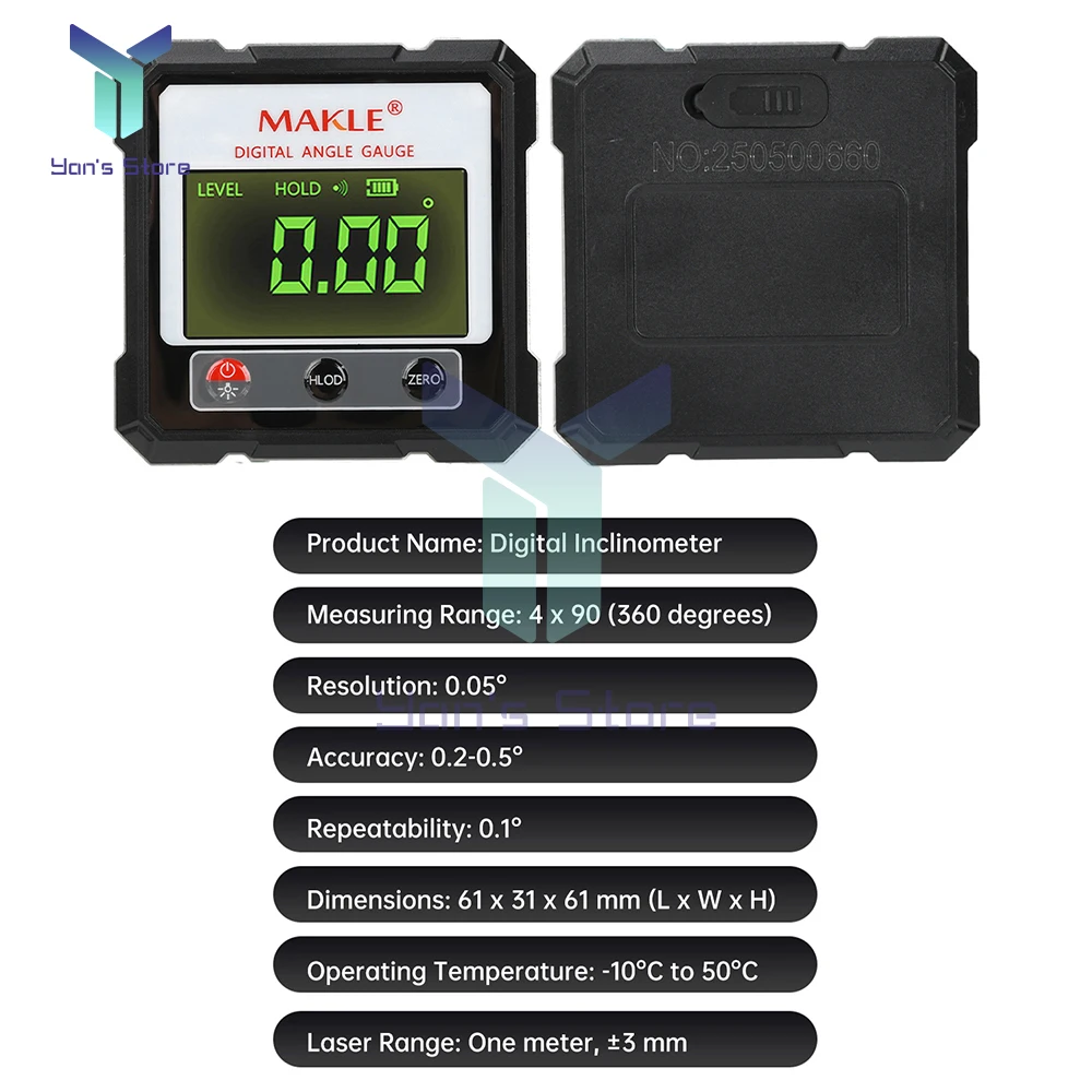 Transportador Digital, inclinómetro, regla de nivel láser, inclinómetro, Base magnética, goniómetro, buscador de ángulo magnético - imagen 3