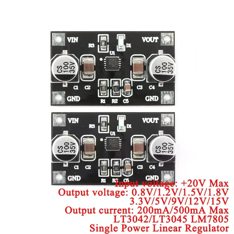 5 uds/1 unidad LT3042 LT3045 módulo regulador lineal de potencia única 3,3 V 5V 12V placa de alimentación de radiofrecuencia ondulada de bajo ruido 200mA 500mA