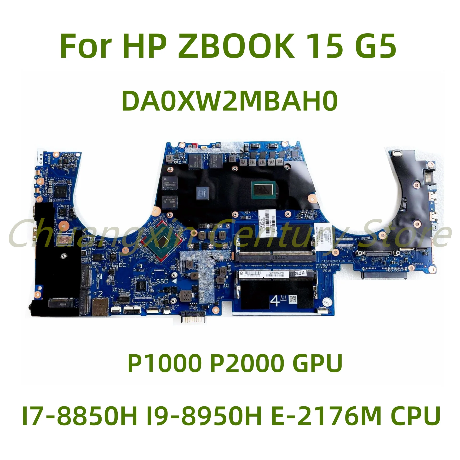 Adecuado para la placa base del ordenador portátil HP ZBOOK 15 G5 DA0XW2MBAH0 con I5 I7 I9 E-2176M CPU P1000/P2000 GPU 100% probado trabajo completo