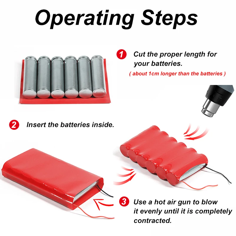 Tubo termorretráctil de PVC de 1 ~ 20m, envoltura de caja de litio, ancho rojo, funda de Cable de 7 ~ 280mm, paquete de batería Lipo 18650, película aislante de protección - imagen 4