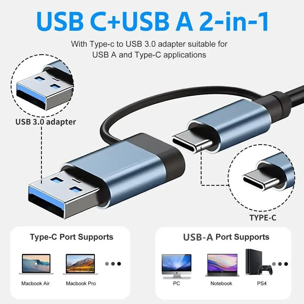 HUB USB 8 en 2 con lector de tarjetas divisor, puerto USB C, USB 3.0 / 2.0, lector de tarjetas divisor SD/TF, estación de acoplamiento - imagen 2