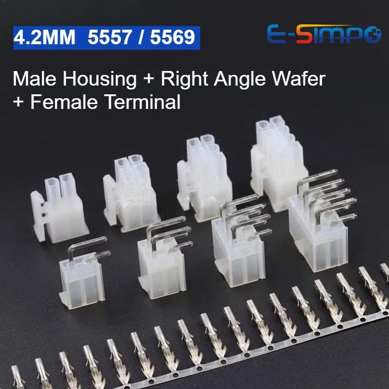 10 juegos Molex 4,2mm conector de cable automotriz serie 5557 2/4/6/8/10/12/14/16/18/20/22/24P carcasa RA Wafer Terminal hembra