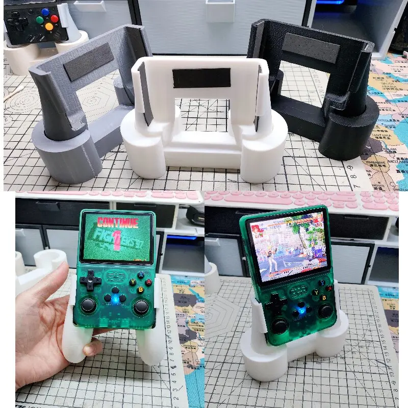 Para Anbernic R36S Grip consola de juegos con impresión 3D, manoplas de mano, Base de palma, soporte de placa de mesa, accesorios