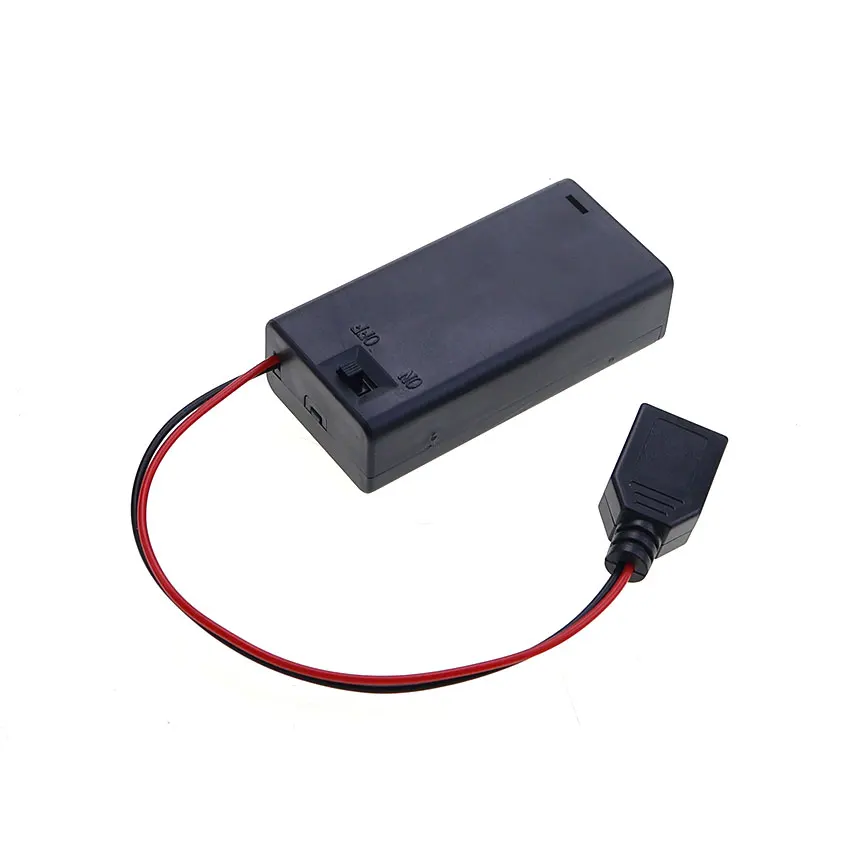 Caja de batería JCD AA con PH2.0 XH2.54 Dupont SM USB DC 5,5x2,1mm Terminal de enchufe Cable AA 2X ranura funda porta baterías con interruptor - imagen 3