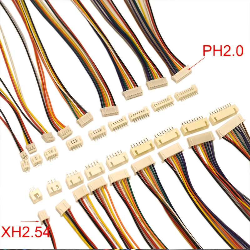 10 Uds 2,0 2,54 JST/PH/XH JST PH2.0 XH2.54 2,0 MM 2,54 MM conector macho hembra con Cable 2/3/4/5/6/7/8/P Pin Terminal de Cable