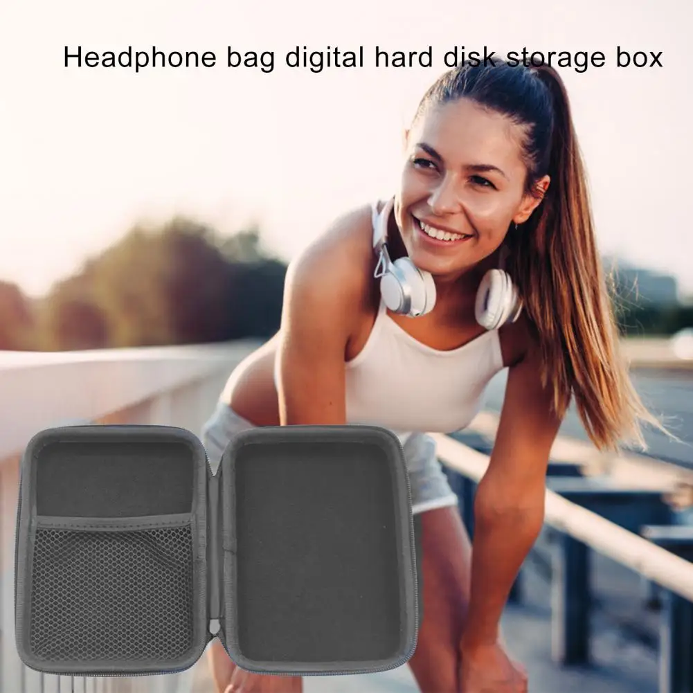 Estuche de almacenamiento útil de forma cuadrada, bolsa de almacenamiento de accesorios de auriculares negra duradera, resistente a impactos