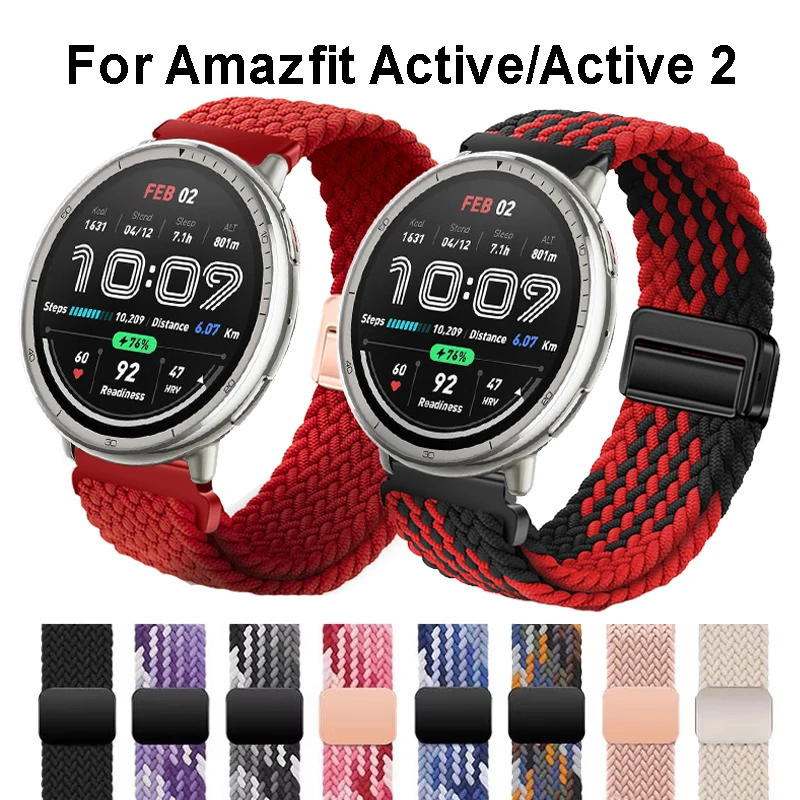Bucle Solo trenzado magnético de 22mm y 20mm para Amazfit Active 2, pulsera redonda/NEO de guepardo para Amazfit Active GTS 4 2E GTR 2 3 4