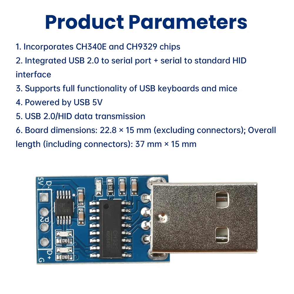 Módulo de dispositivo de teclado y ratón USB-HID CH340E /CH9329 USB2.0 a HID No requiere protocolo Control Simple Módulo USB a serie - imagen 5