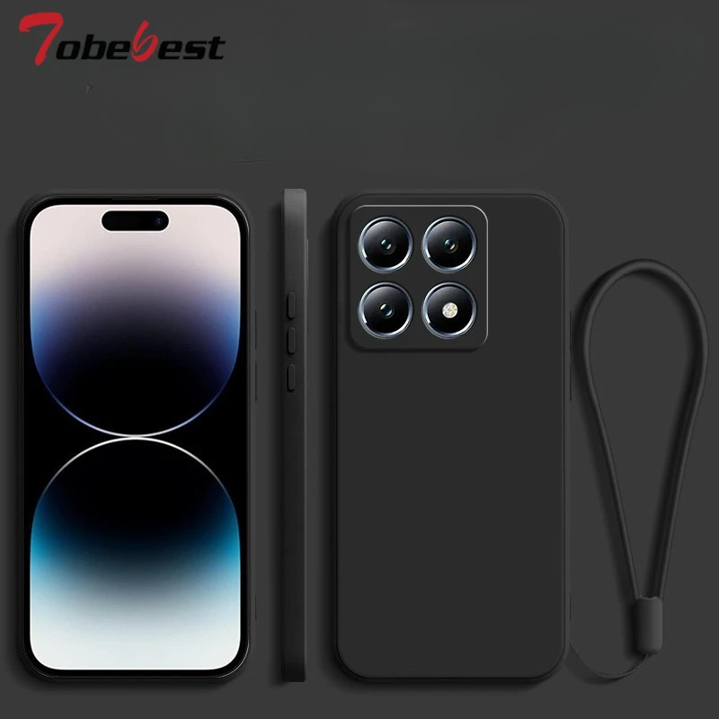 Funda con cordón de silicona suave para Xiaomi 17 15S 15T 14 14T 13 12 11 Lite Pro Max cubierta trasera cuadrada