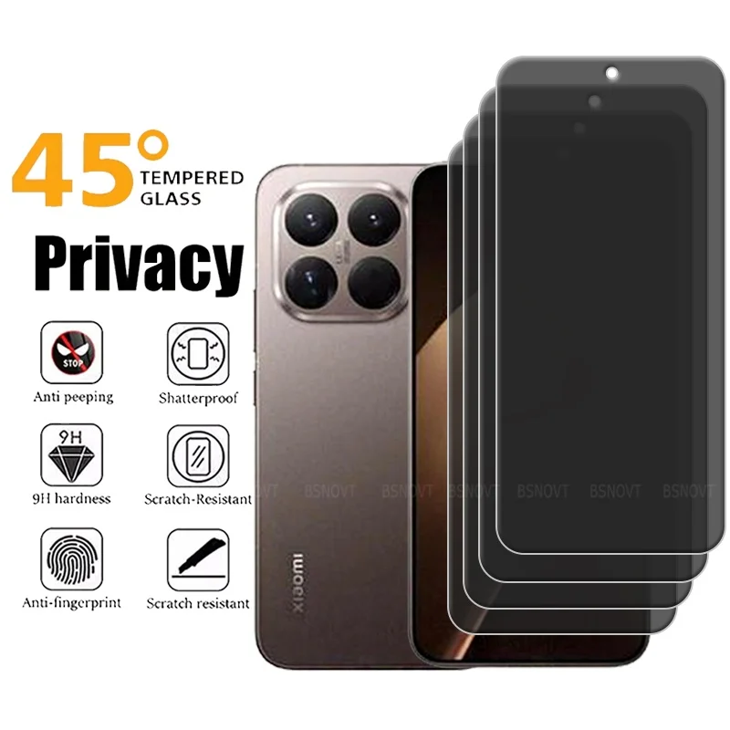 4/3/2/1 Uds para Xiaomi 15T Pro vidrio Xiaomi Mi 15T vidrio templado 9H privacidad Anti-espía pegamento cubierta Protector de pantalla Xiaomi 15T Pro