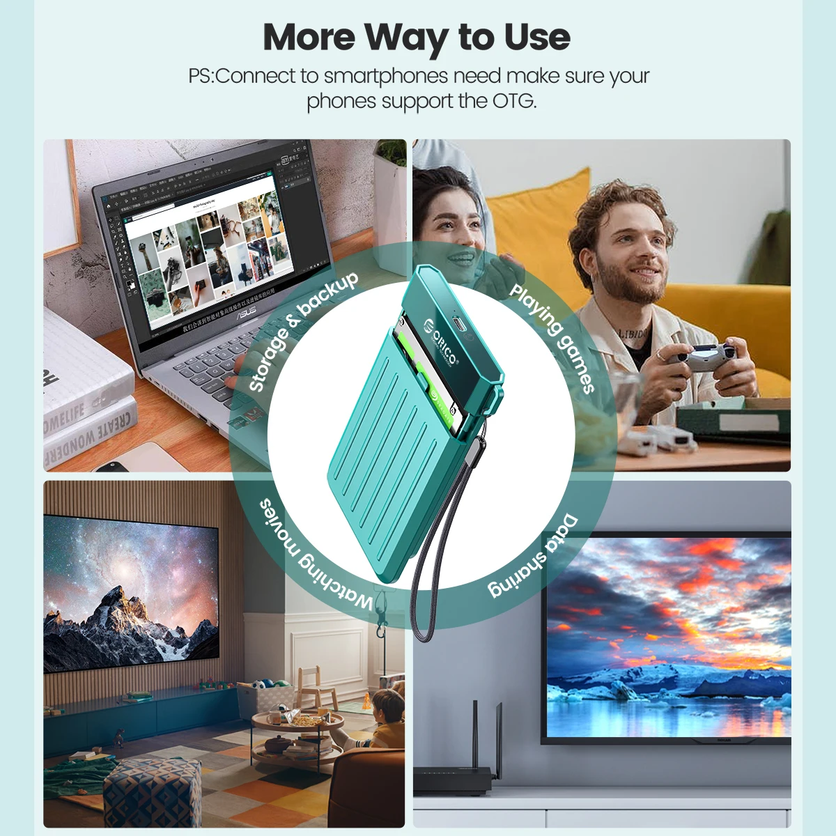 ORICO HDD Case 2,5 SATA a USB 3,0 adaptador carcasa de disco duro para disco SSD HDD Box tipo C 3,1 carcasa HD carcasa de disco duro externo - imagen 5