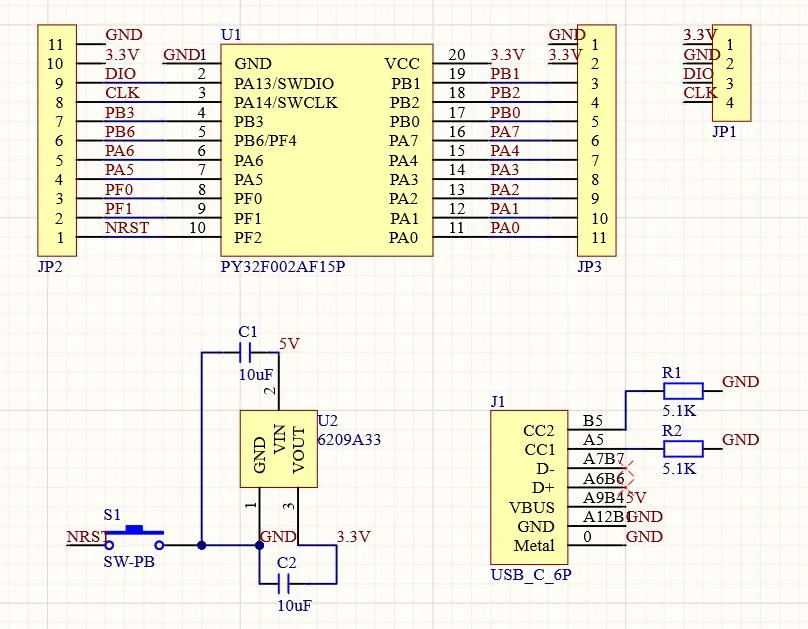 Placa de desarrollo Puya PY32F002 Placa central PY32F002AF15P - imagen 3