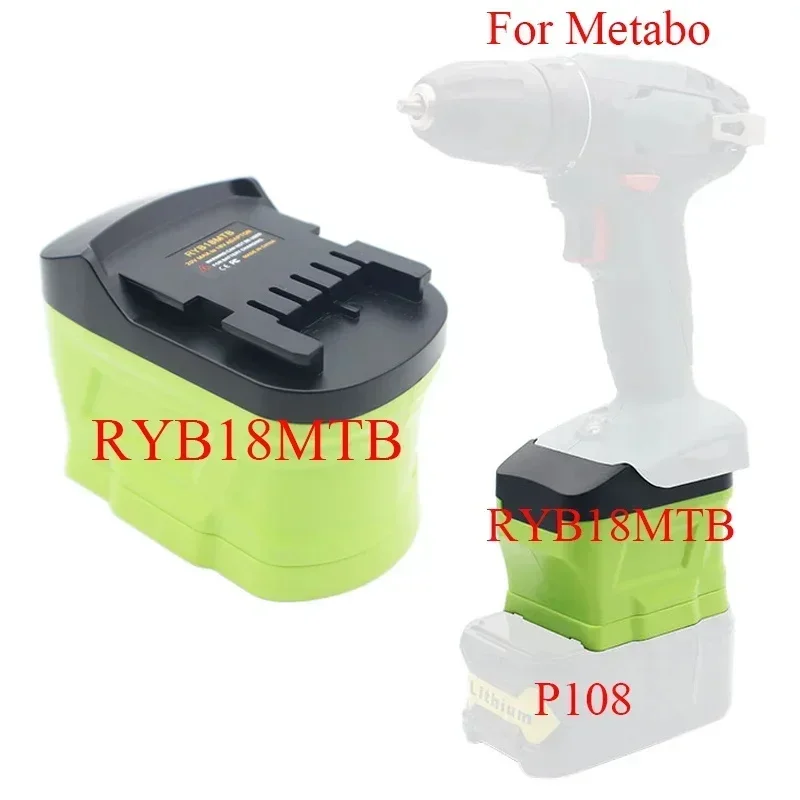 Adaptador convertidor RYB18MTB para batería de litio Ryobi P103 P108 a batería de iones de litio Metabo de 18V herramienta eléctrica taladros martillo - imagen 3