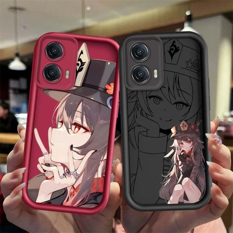Hu Tao-funda de Chica de Anime para Motorola Edge 50 60 G30 G20 G10 G05 G04s E30 E32 E14 Stylus Fusion Pro, funda de teléfono con escalera ocular