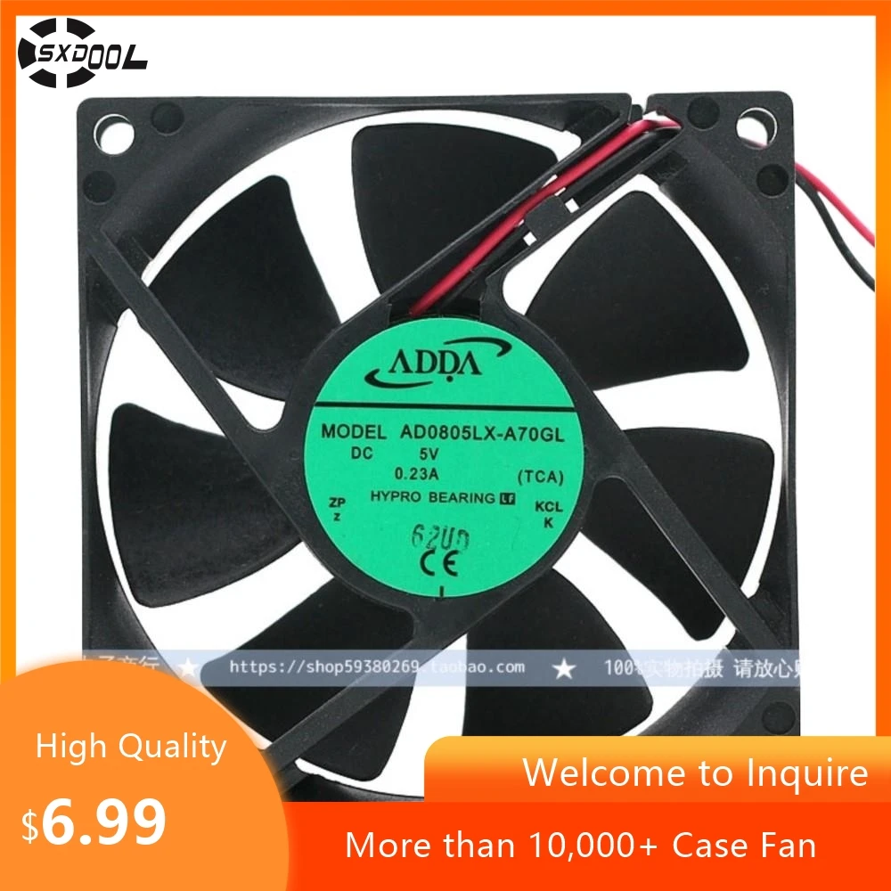 Para ventilador USB ADDA AD0805LX-A70GL 80x80x25mm 5V 0.23A, ventilador de refrigeración CC Axial silencioso - imagen 2