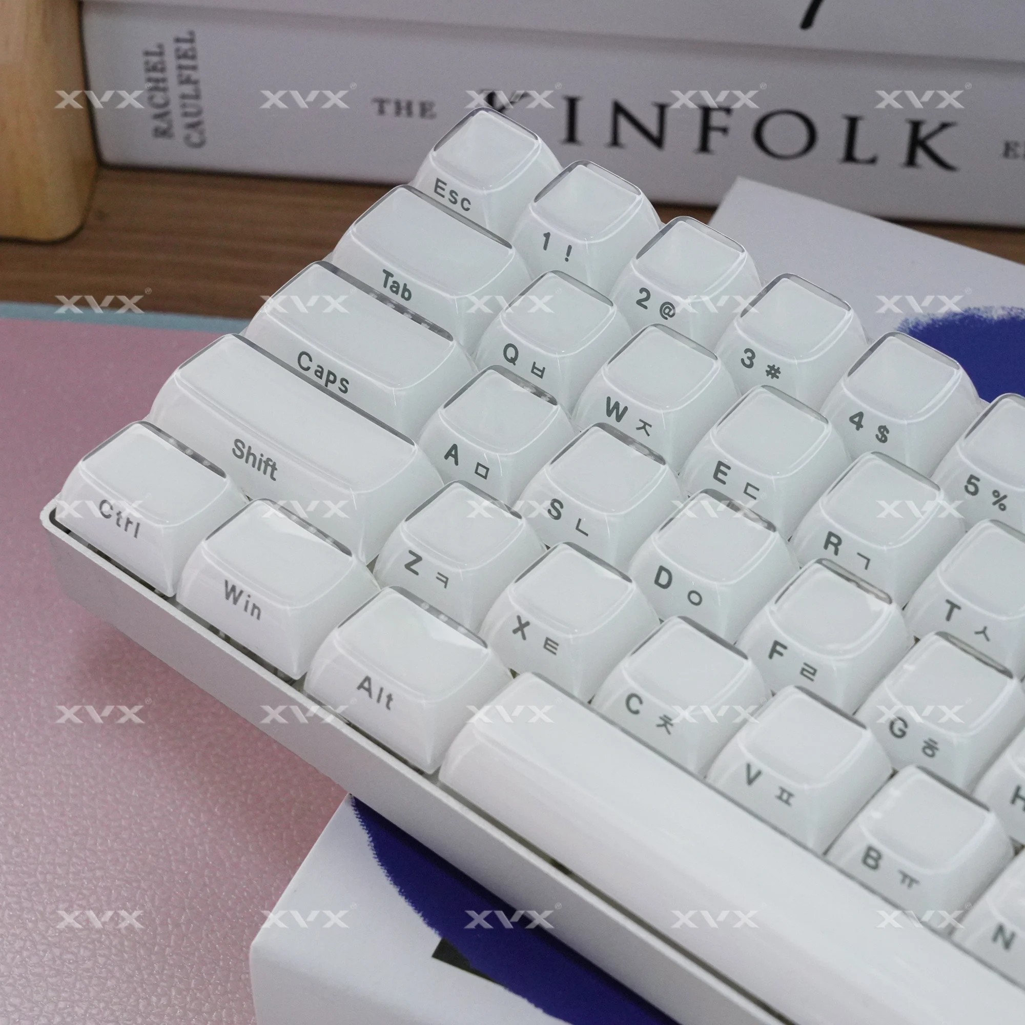 Teclas de gelatina blanca rusa/coreana/árabe XVX, 113 teclas, cristal de hielo, rosa, perfil OEM, para teclado Cherry MX 75 - imagen 2