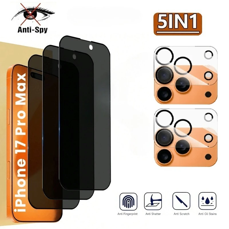 Protector de pantalla de vidrio templado de 3 uds con 2 uds Protector de lente de cámara para iPhone 17 16 15 14 13 12 11 Pro Max 16 15Plus 16e Air
