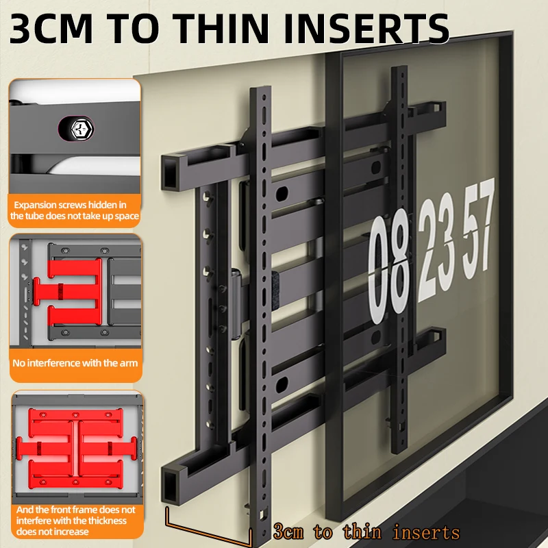 HILLPORT Ultra delgado integrado 50-90 pulgadas 6 brazos TV montaje en pared soporte de inclinación de movimiento completo soporte de TV montado en la pared TV DY635 - imagen 4