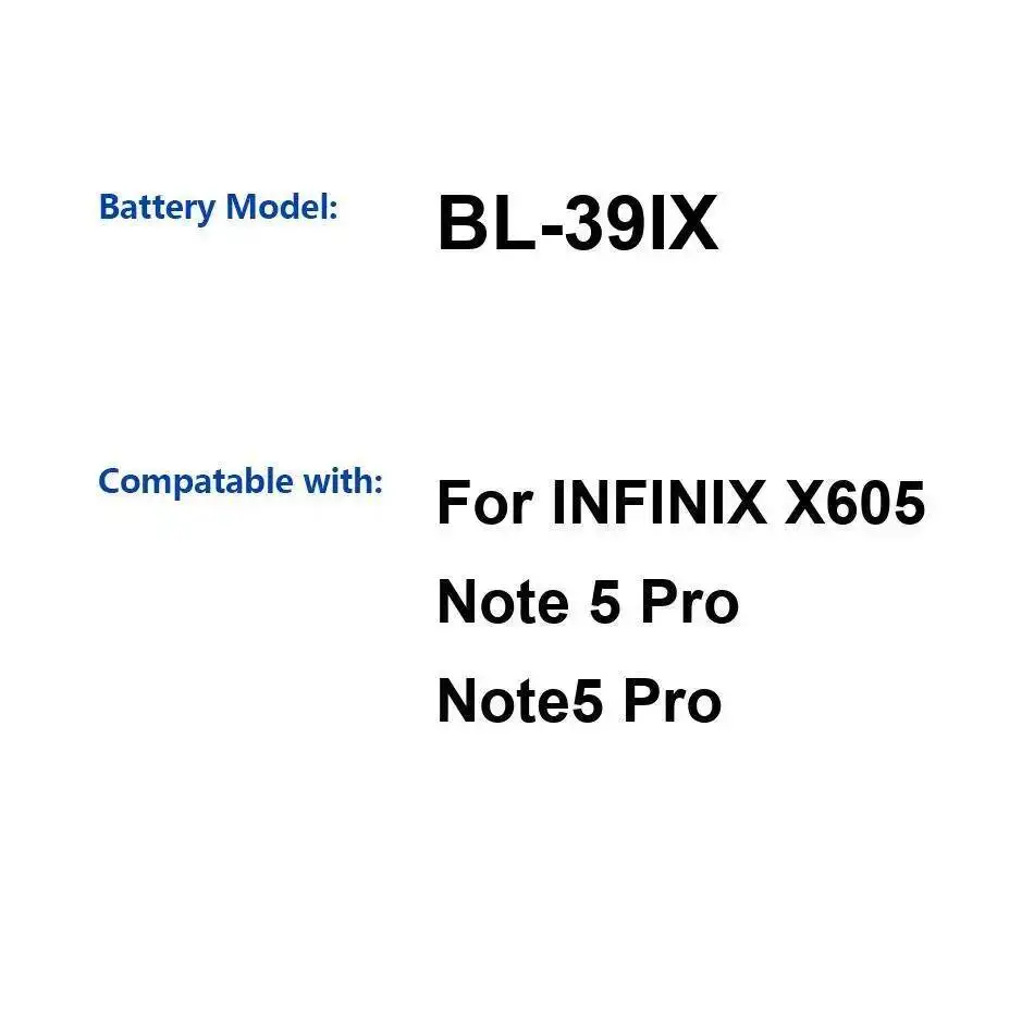 Energía confiable para Infinix X605 Note 5 Pro Note5 4000Mah batería de teléfono móvil BL-39IX de larga duración