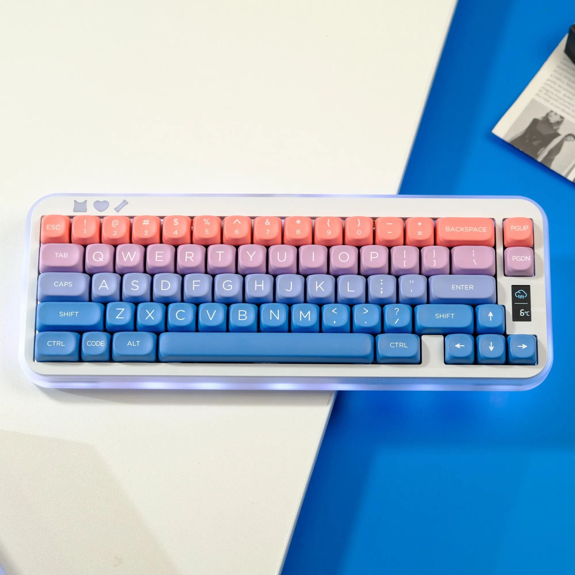 Teclas degradadas PBT MOA, Yeeti Moon Mountain, 5 caras, Dye Sub para teclado mecánico GMK67, Wooting Drunkdeer Keycaps - imagen 3