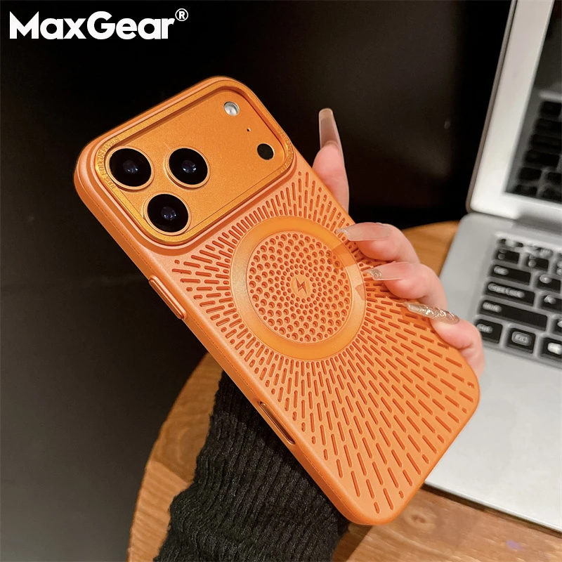 Funda magnética transpirable con disipación de calor para Magsafe, funda trasera dura a prueba de golpes para iPhone 17 16 15 14 Plus 13 12 Pro Max - imagen 2