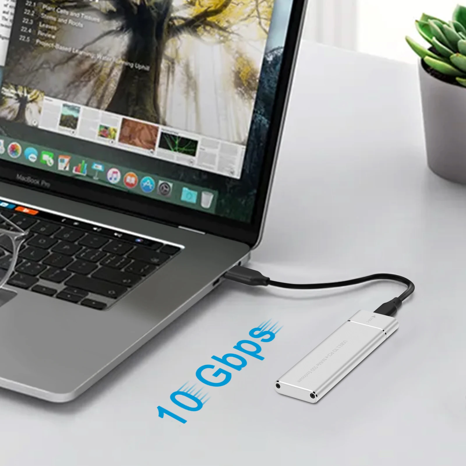 Caja externa de unidad de estado sólido Samget M.2 NVME 2230/2242/2260/2280 M.2 a USB C funda 10Gbps tipo A + tipo C para llave M/M + B - imagen 3