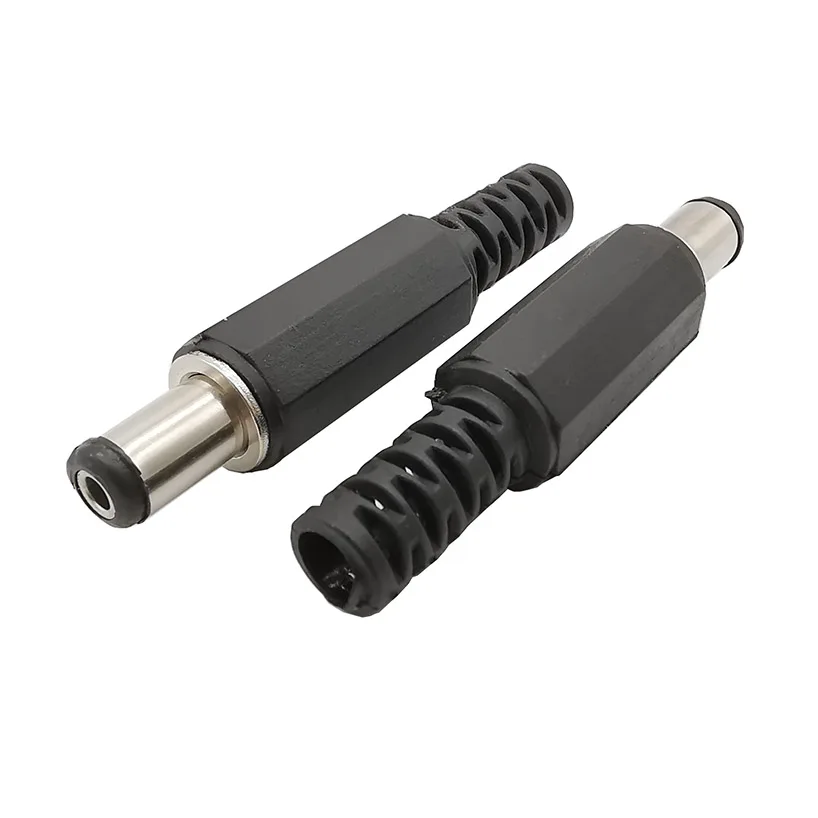 5 pares de caja de plástico de 5,5mm x 2,1mm enchufe macho de alimentación CC + conector hembra de soldadura toma eléctrica - imagen 2