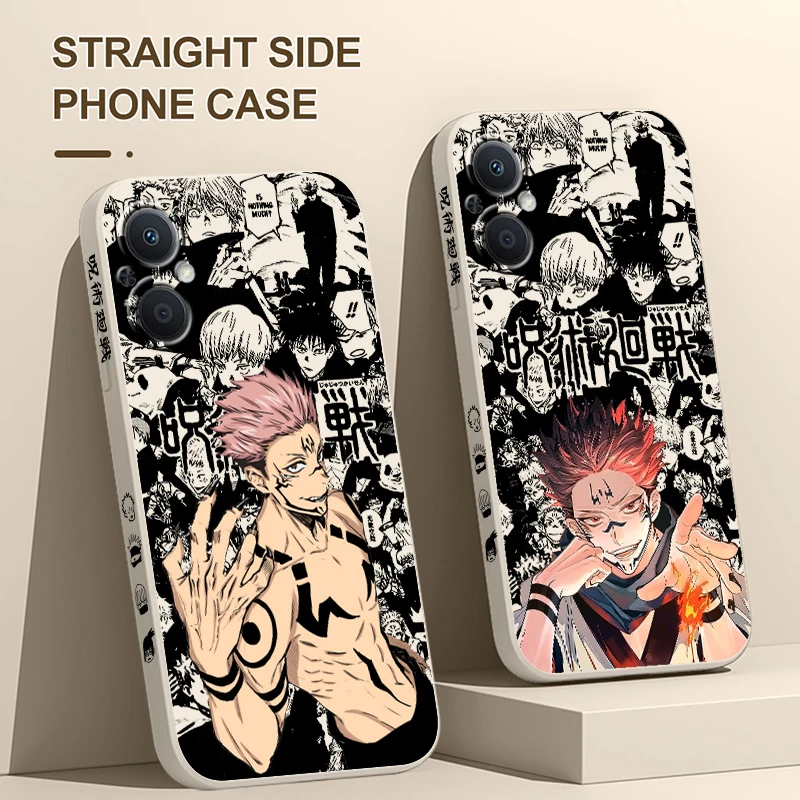 Jujutsu Kaisen Yuji Sukuna funda de teléfono para OPPO Find X5 X3 X2 Lite Pro Neo A5 A53 A94 4G 5G cubierta suave de cuerda izquierda líquida - imagen 2