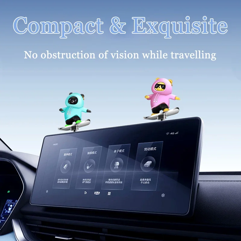 Monopatín deslizante automático para coche, adornos de consola central de patinete de dibujos animados, aleación de oso, accesorios creativos de decoración para coche - imagen 5