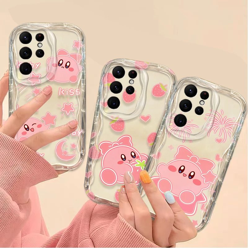 Precioso dibujo animado k-kirby 3D Wave funda para Samsung Galaxy S24 Ultra S23 S22 Plus S21 S20 FE A25 A55 A35 A15 A16 A05 A05S A06 - imagen 2