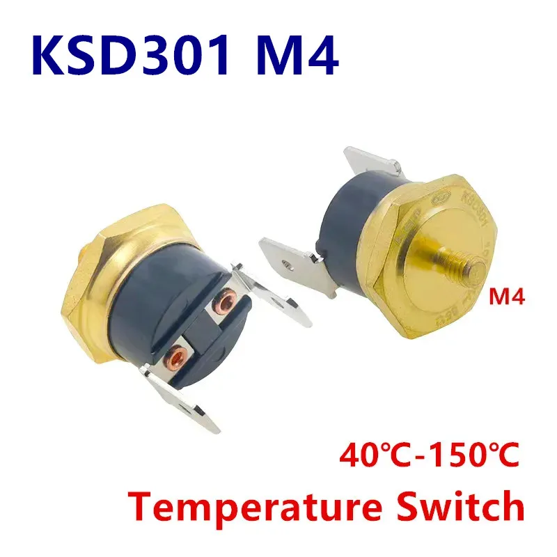 Termostato de tornillo de cobre KSD301 M4, bimetálico, 40C-150C, grado 10A, 250V, normalmente cerrado, 45C, 65C, 75C, 85C, 90C, 100C, 140C, 150C