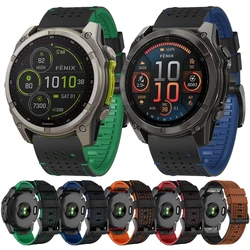 QuickFit-Correa de silicona y cuero para reloj Garmin Fenix E, 22mm, 26mm, 8, 47MM, 51MM, 7, 7X, 6, 6X, 5X Plus, Epix Pro Gen 2