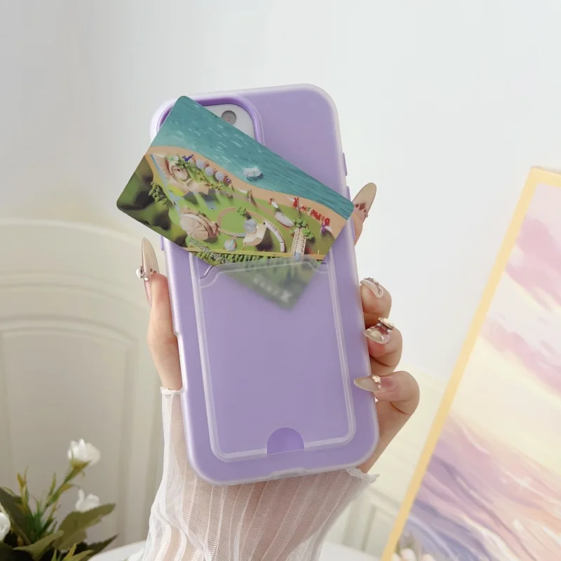 Bolsa con ranura para tarjetas, funda de teléfono transparente mate para iPhone 16E 14 15 Plus 13 12 11 16 Pro Max, cartera con foto, bolsillo, funda suave de TPU a prueba de golpes - imagen 4