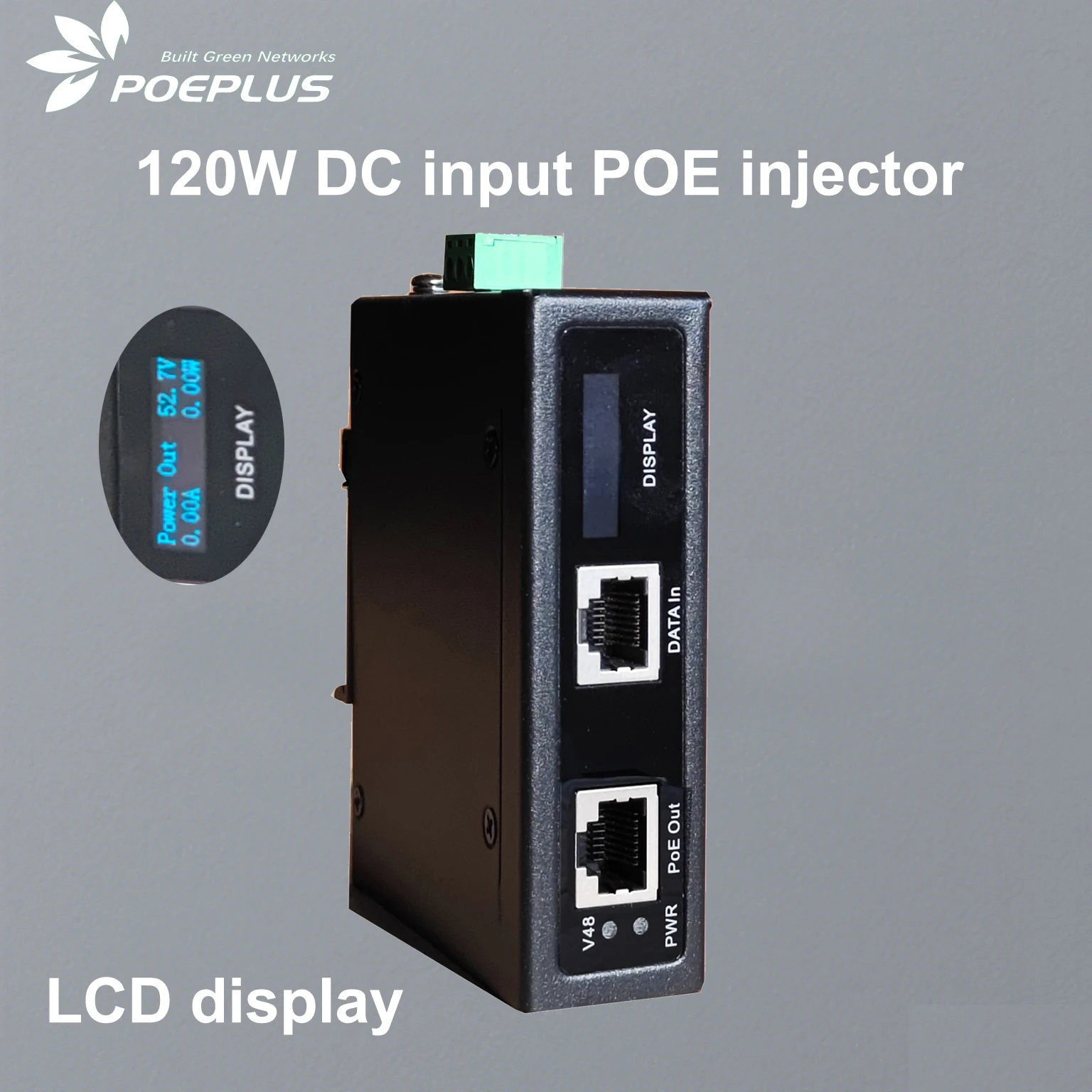 Inyector POE industrial de 10Gbe 240w/165w/90w | Pantalla OLED | montaje en pared/instalación DIN | Módulo POE de 802,3 bt - imagen 2