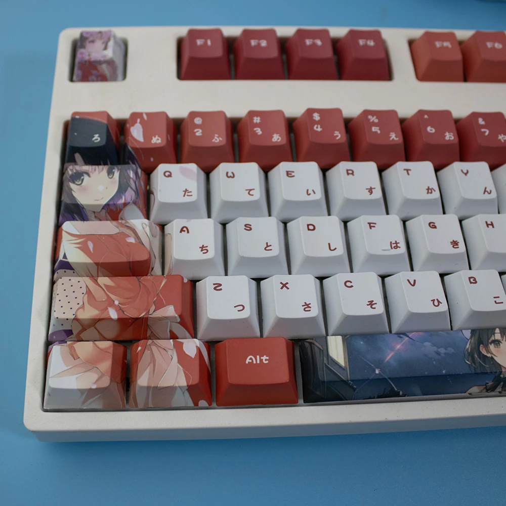 128 teclas Megumi Kato Keycap Japón Key Cap Cherry Profile Dye Sub Anime Keycaps PBT Anime Keycaps para teclado mecánico - imagen 3