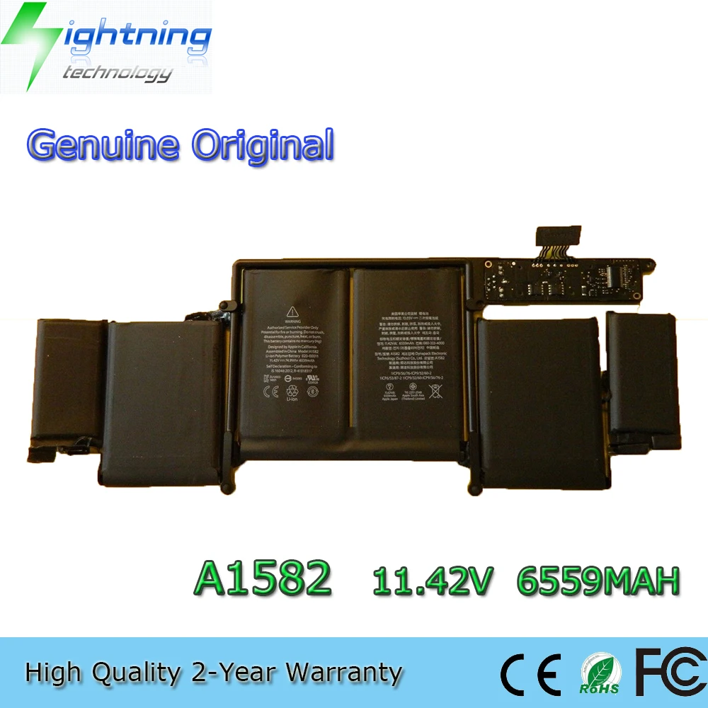 Nueva batería Original y genuina para ordenador portátil A1582 11,42 V 74,9Wh para Apple MacBook Pro 13 "A1502 Retina finales de 2013, principios de 2015