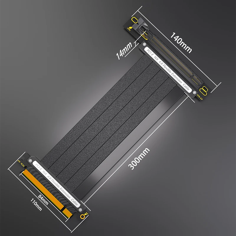 Cable Flexible PCI-E X16 4,0 de 90 grados, Cable elevador GPU negro PCI Express 16x blindado de alta velocidad 64G, Cable de extensión PCIE4.0 de 30cm